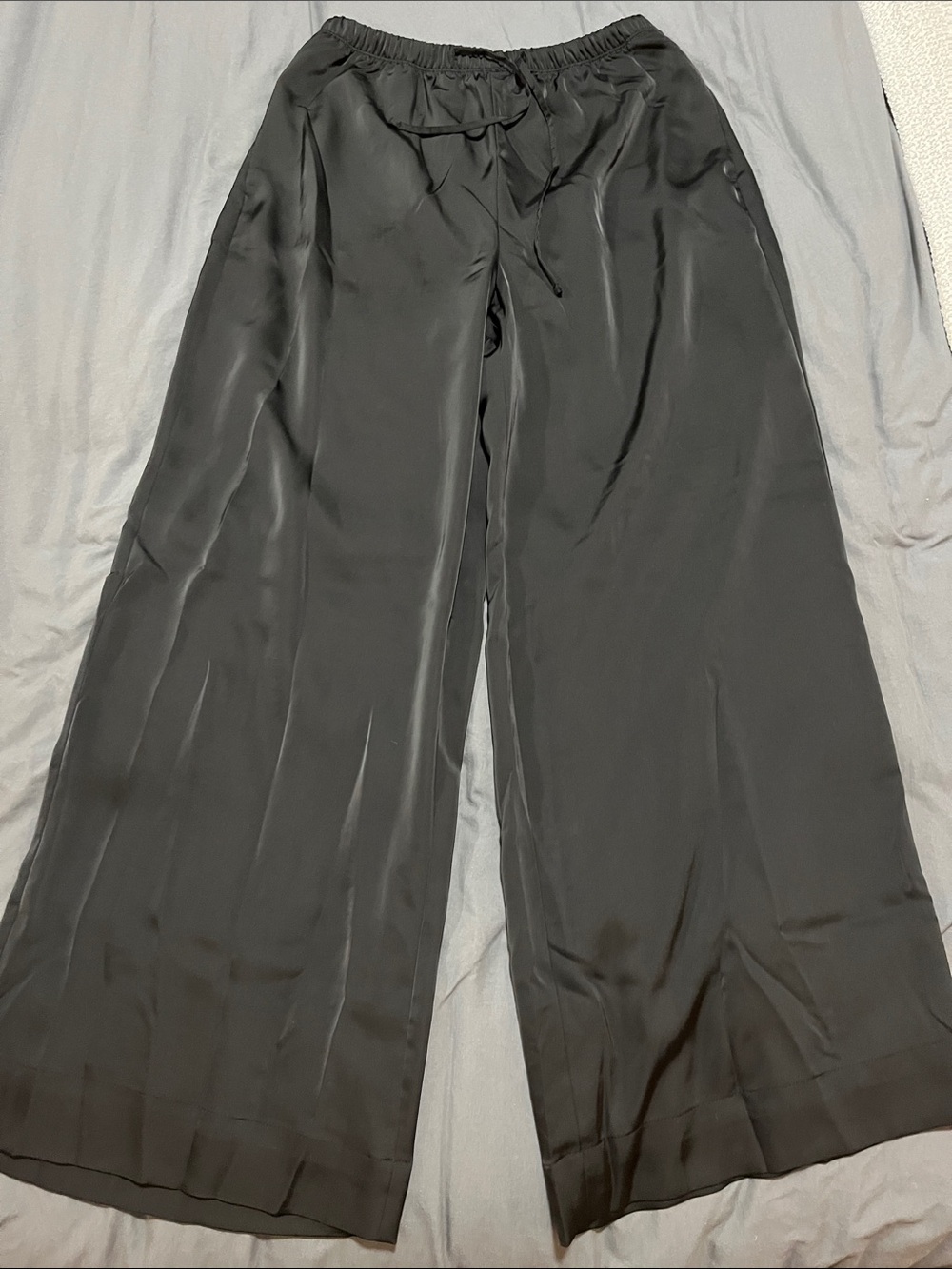 Old Navy Satin Black High Rise Wide-Leg Pants
